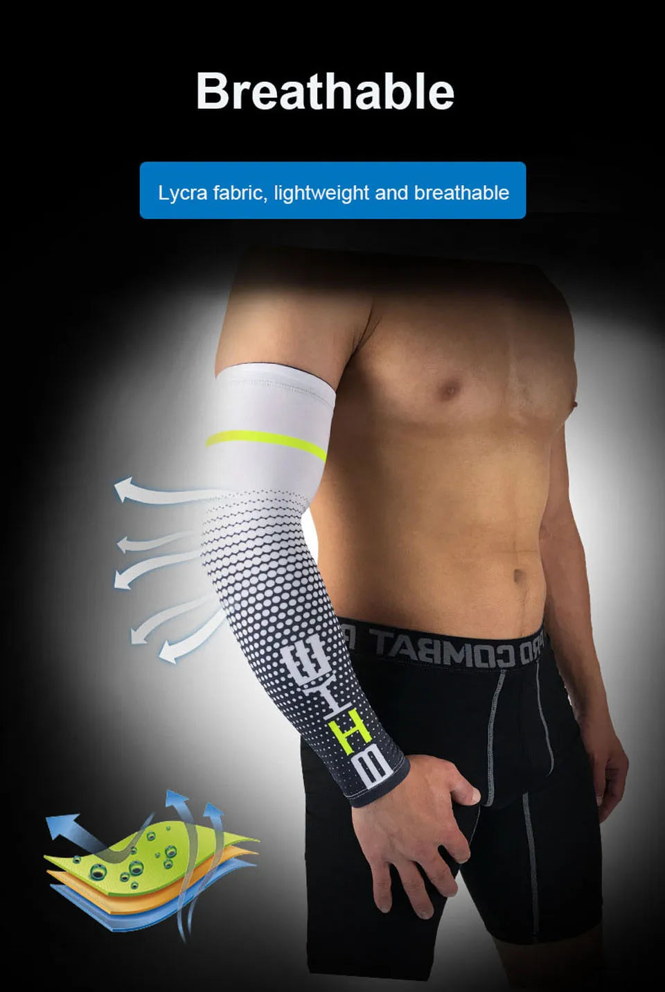 1 Pair Cool Men Cycling Running Bicycle UV Sun Protection Cuff Cover Protective Arm Sleeve Bike Sport Arm Warmers Sleeves