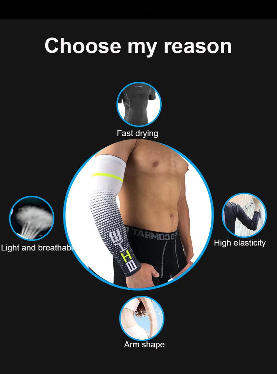 1 Pair Cool Men Cycling Running Bicycle UV Sun Protection Cuff Cover Protective Arm Sleeve Bike Sport Arm Warmers Sleeves
