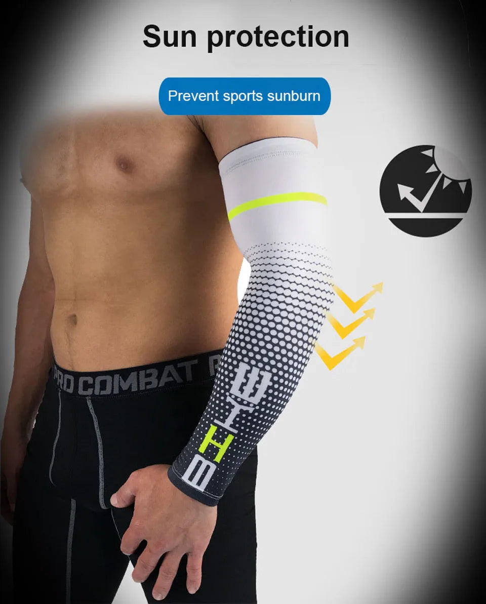 1 Pair Cool Men Cycling Running Bicycle UV Sun Protection Cuff Cover Protective Arm Sleeve Bike Sport Arm Warmers Sleeves