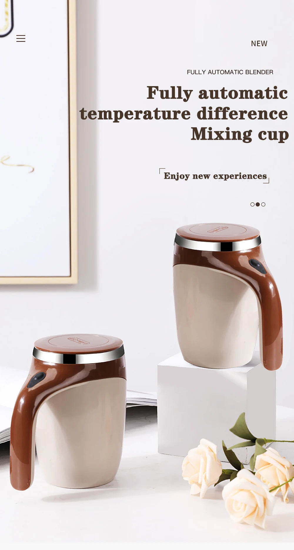 Lazy Coffee Stirring Cup Auto Stirring Cup Magnetic Rotating Electric Milk Cup Mark Cup 304 Stainless Steel
