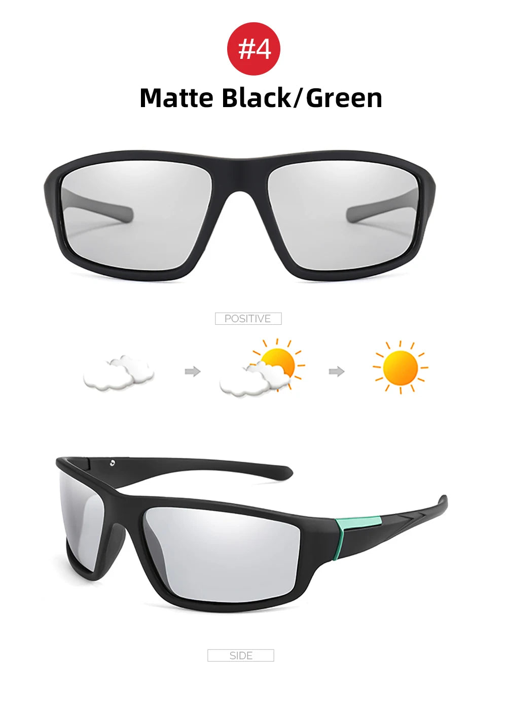 VIVIBEE Men Photochromic Sunglasses Black Sports Goggles Women Color Changing Polarized Driving 2025 Discoloration Sun Glasses