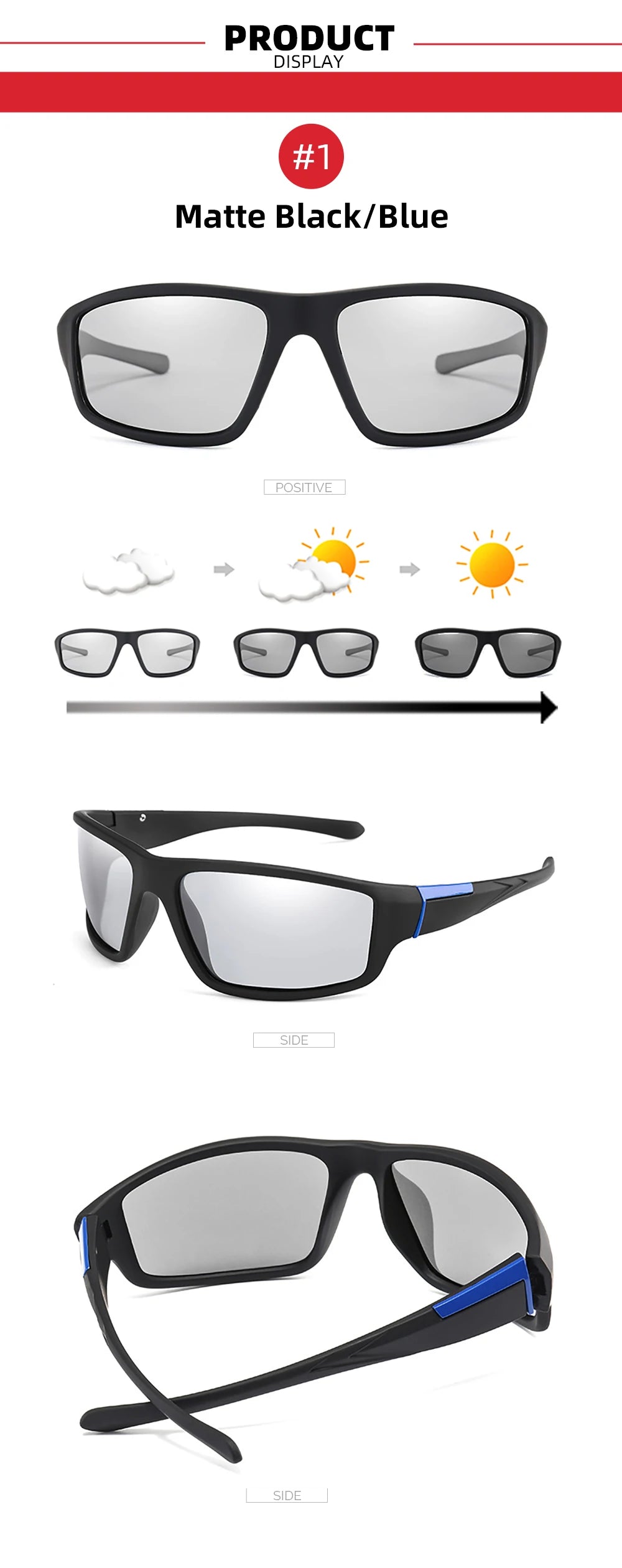 VIVIBEE Men Photochromic Sunglasses Black Sports Goggles Women Color Changing Polarized Driving 2025 Discoloration Sun Glasses