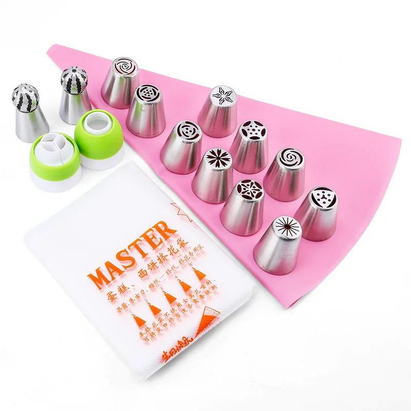 FAIS DU Russian Mounted Mouth Set Stainless Steel Kitchen Baking Supplies Set Cake Decoration Tools Nozzles Pastry Bag Set