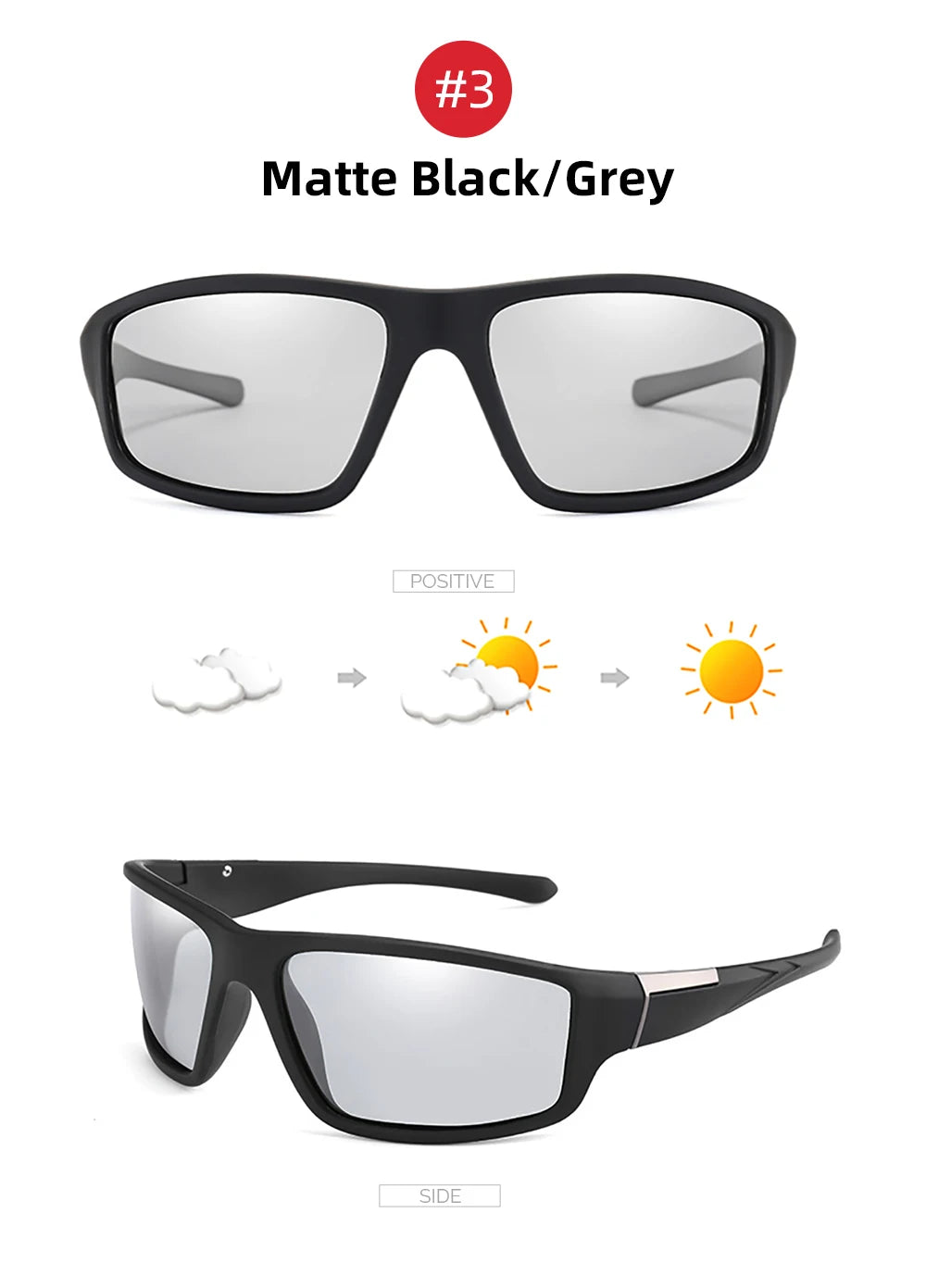 VIVIBEE Men Photochromic Sunglasses Black Sports Goggles Women Color Changing Polarized Driving 2025 Discoloration Sun Glasses