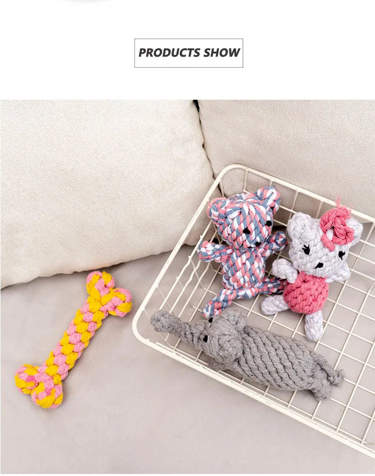 1pcs Bite Resistant Pet Dog Chew Toys for Small Dogs Cleaning Teeth Puppy Dog Rope Knot Ball Toy Playing Animals Dogs Toys Pets