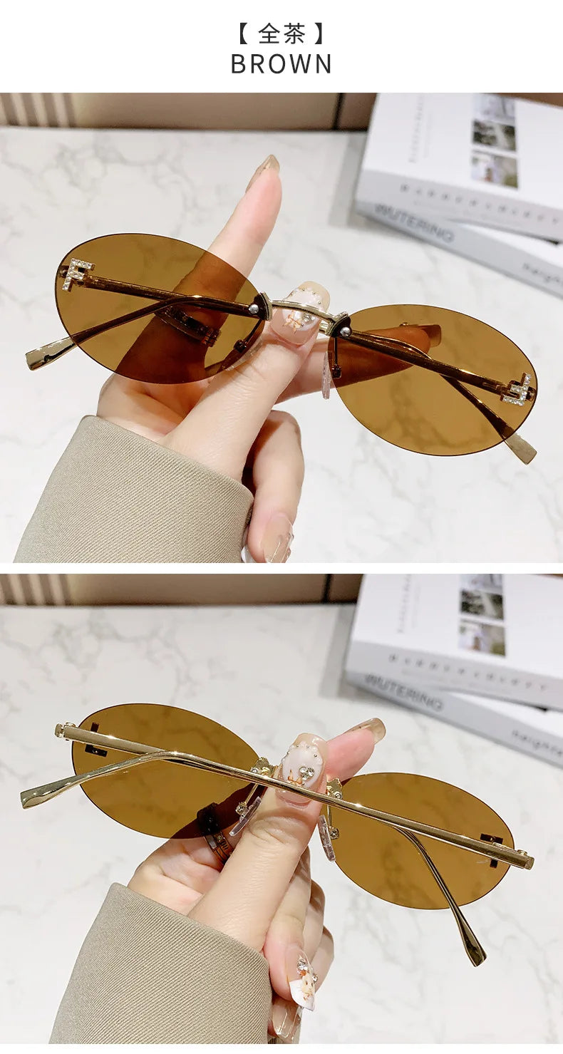European and American fashionable frameless metal sunglasses