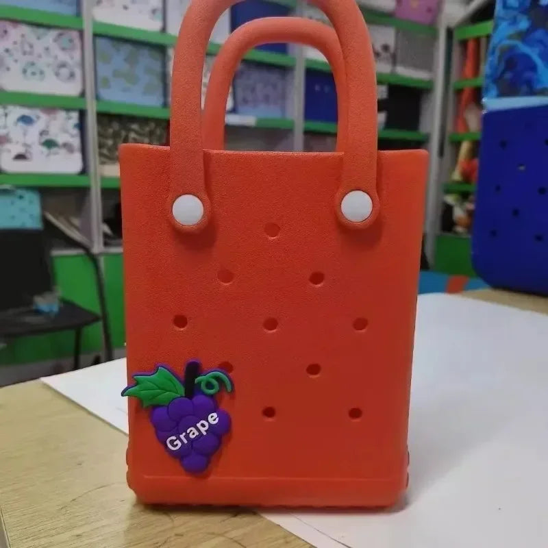 Charms Croc Beach Bag Rubber Waterproof Female Shoulder Handbag Fashion Crossbody Messenger Travel Pool Women Jibz Tote Sac Bag