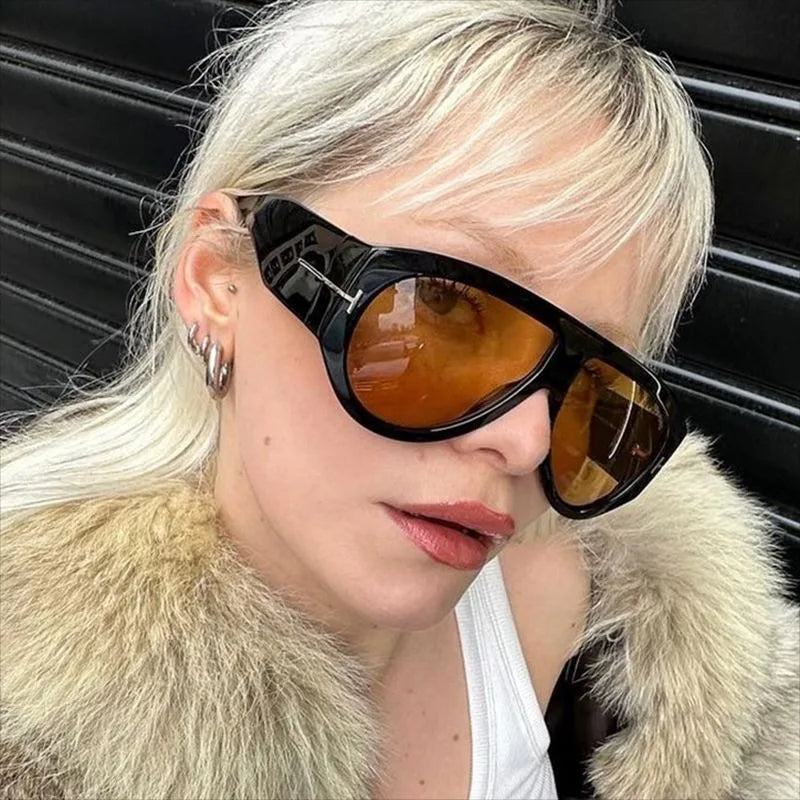 New Vintage Woman Oval Shape Sunglasses Brand Designer Sun Glasses Trendy Street Shoot Shades Eyewear UV400 Gafas De Sol