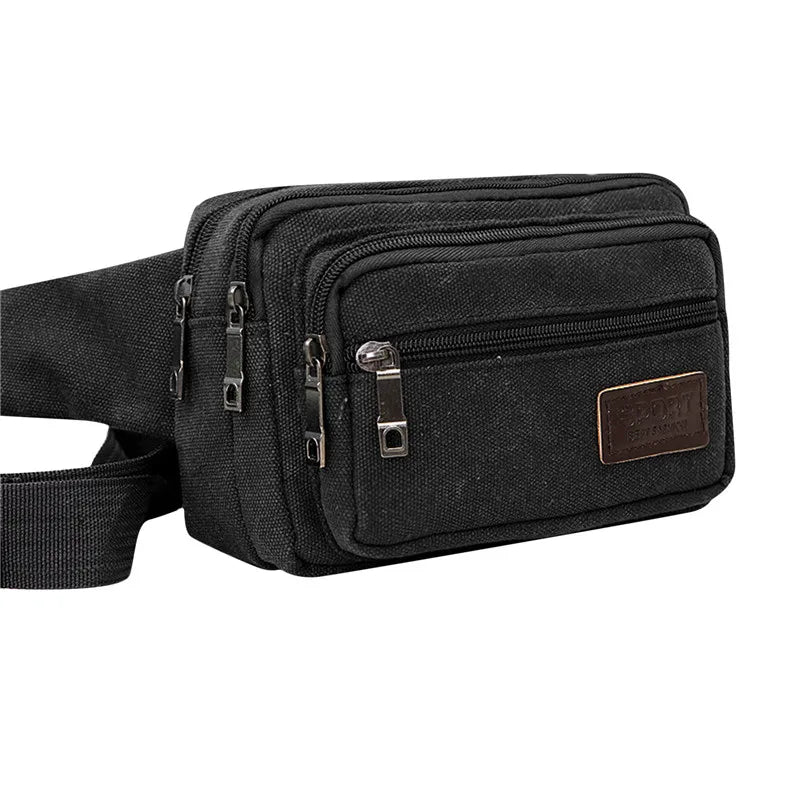 Canvas Waist Bag Outdoor Sports Multifunctional Male Waist Pack High Quality Durable High-capacity Bags Portable Phone Purse