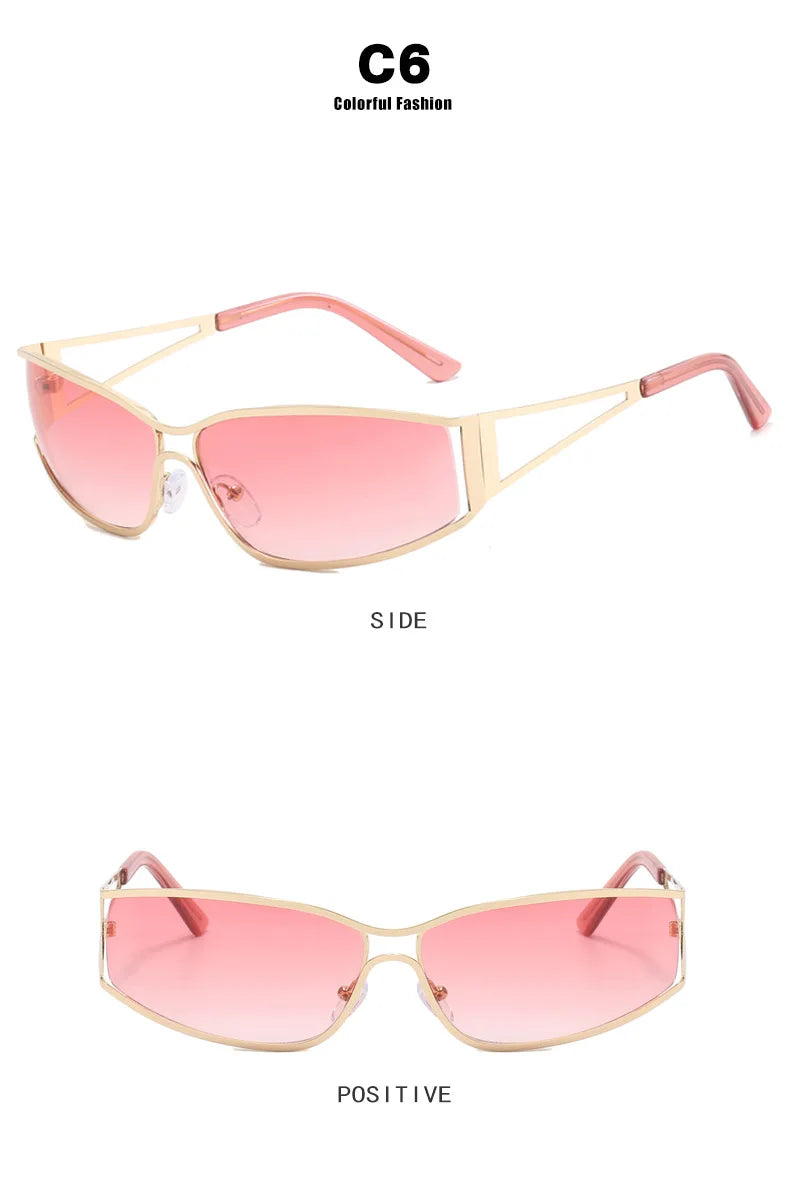 Y2k Sunglasses Women Men Oversized Brand Designer Gradient Goggle Sun Glasses Steampunk Glasses Shades Eyewear Mirror Eyeglasses