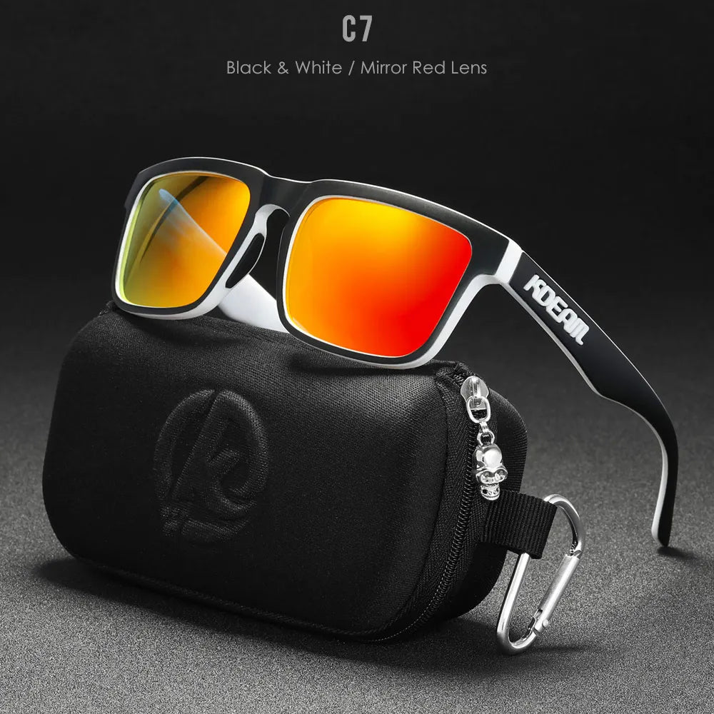 New KDEAM Brand High Quality Men Square Sunglasses Colors Sports Polarized Sun Glasses Reflective Coating Mirrored Lens UV400
