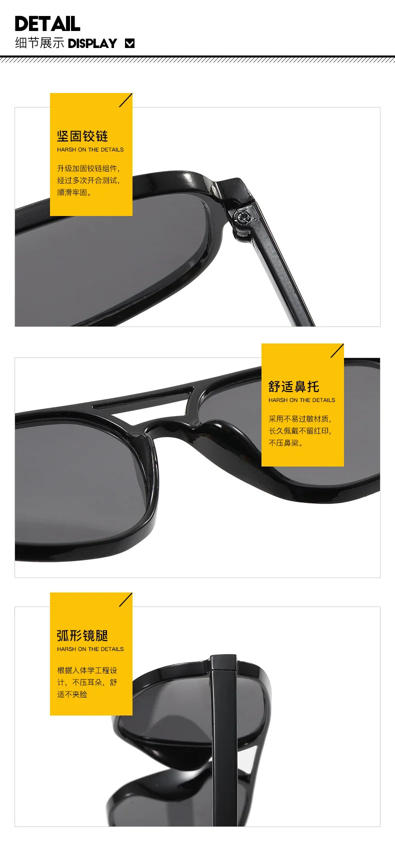 New Retro Double Bridge Sunglasses Men's Fashion Simple Light Cat Eye Women Sun Glasses Ins Trending Shades UV400