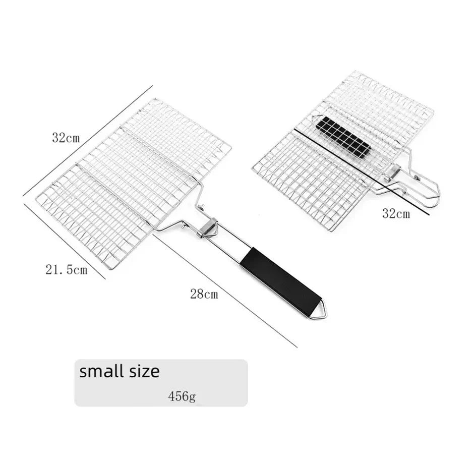 304 Stainless Steel BBQ Mesh Non Stick Grilling Basket Grill Mesh Mat Meat Vegetable Steak Picnic Party Barbecue Tool