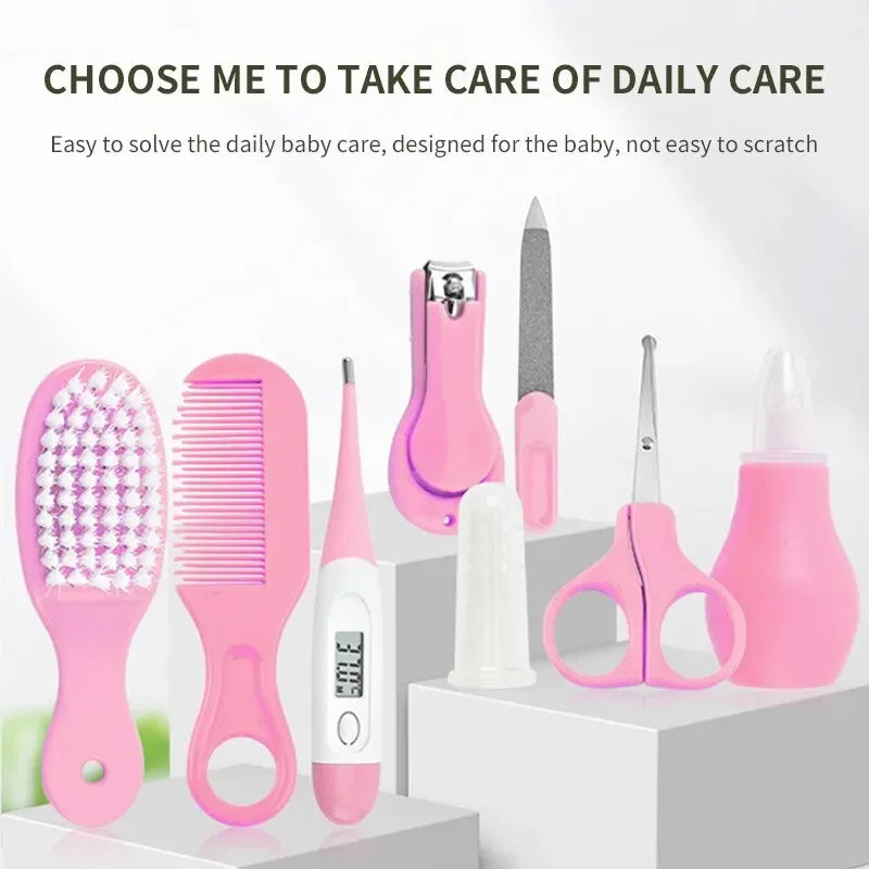 Nail Clippers Comb Massage Soft Bristle Brush Set Kit 8 PCS Child Care Cleaning Set baby brush and comb set