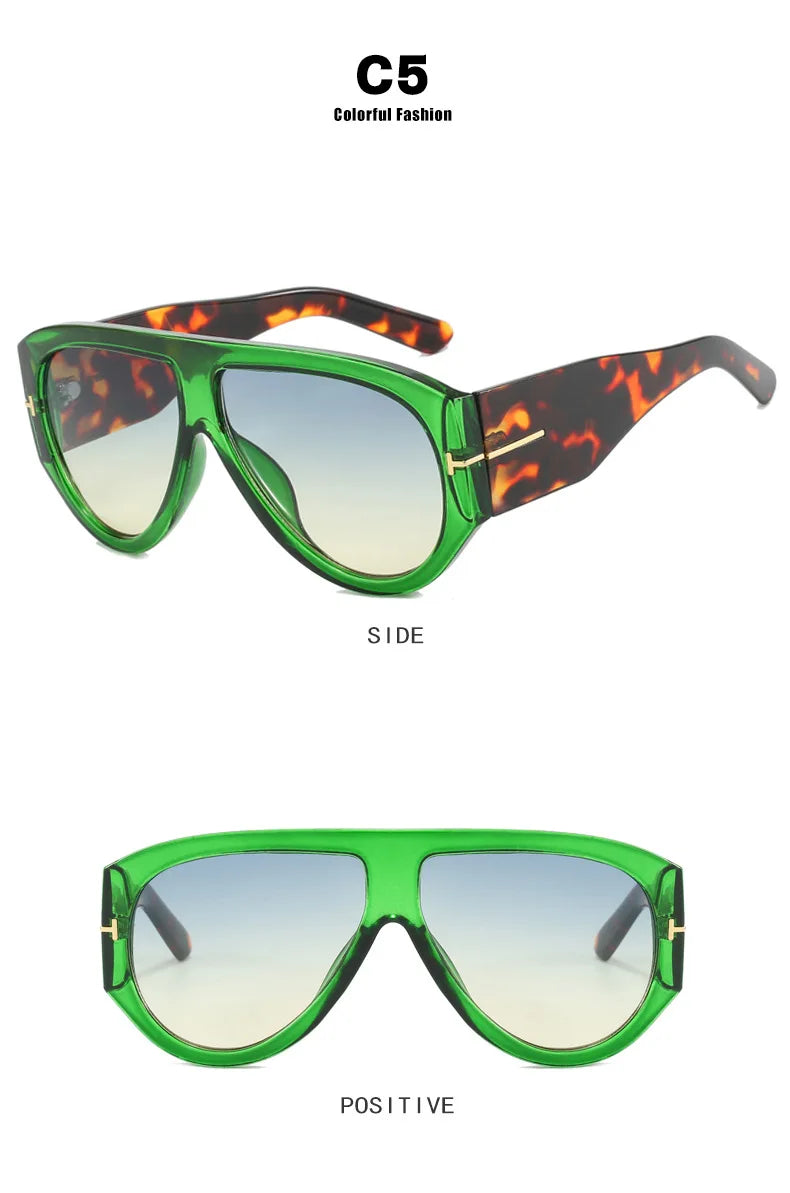 New Vintage Woman Oval Shape Sunglasses Brand Designer Sun Glasses Trendy Street Shoot Shades Eyewear UV400 Gafas De Sol