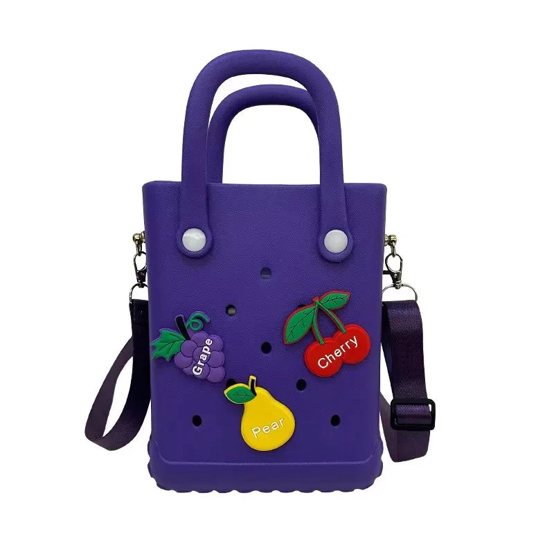 Charms Croc Beach Bag Rubber Waterproof Female Shoulder Handbag Fashion Crossbody Messenger Travel Pool Women Jibz Tote Sac Bag