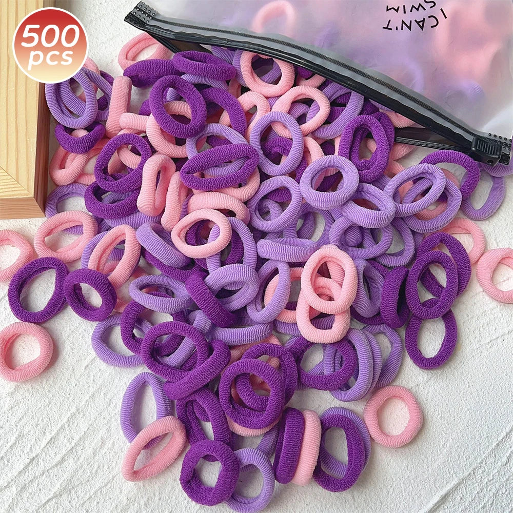100/300/500 pcs Girls Colorful Elastic Hair Bands Ponytail Hold Hair Tie Rubber Bands Scrunchie Hair Accessories Bands for Girls