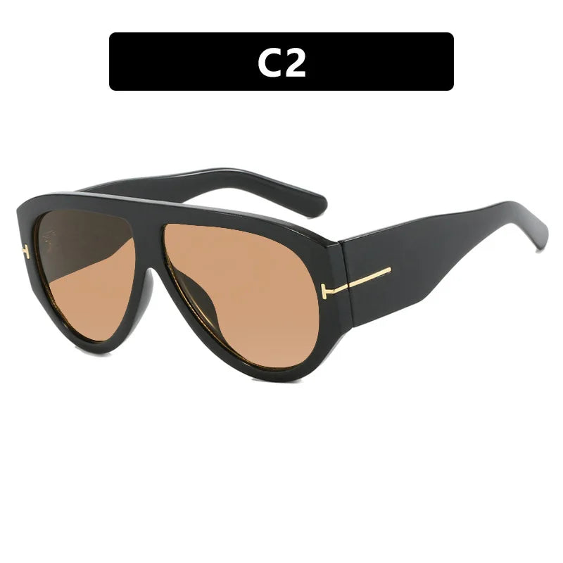 New Vintage Woman Oval Shape Sunglasses Brand Designer Sun Glasses Trendy Street Shoot Shades Eyewear UV400 Gafas De Sol