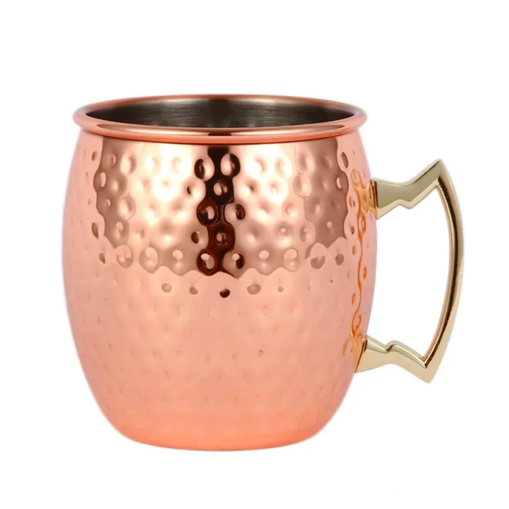Cocktail Wine Cup Moscow Mule Mug Stainless Steel Hammered Copper Plated Beer Cup Coffee Cup Bar Drinkware for Ramadan