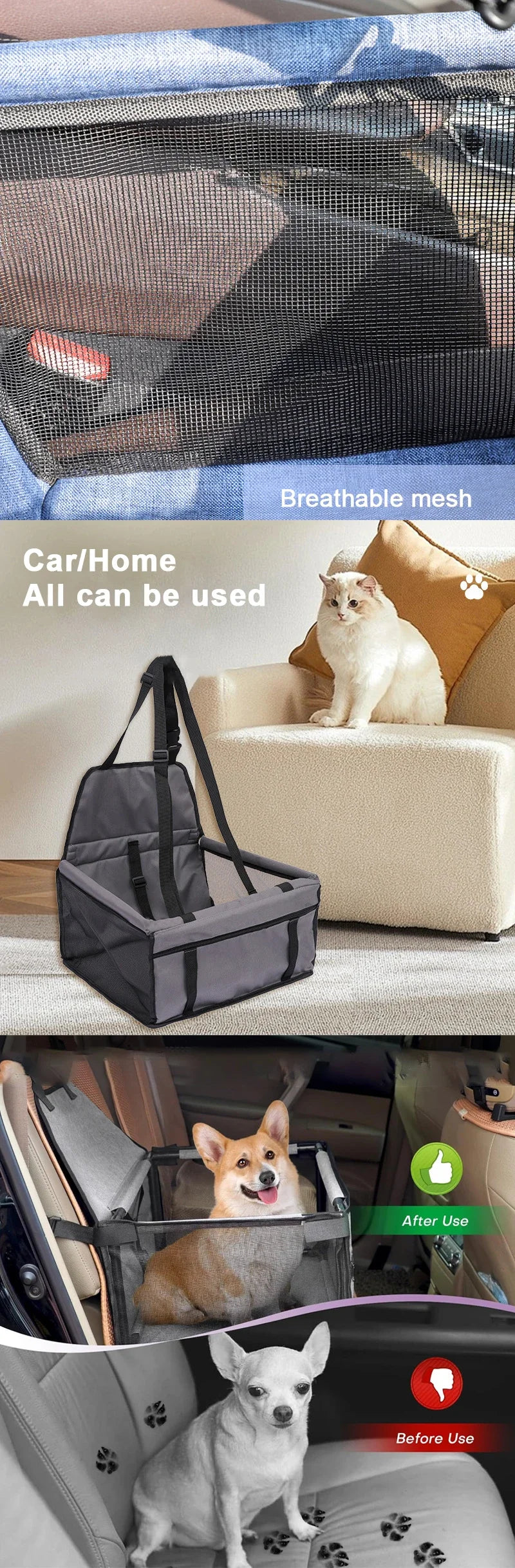 5 color Double Thick Waterproof Travel Accessories Mesh Hanging Bag Folding Pet Supplies Dog Mat Blanket Safety Pet Car Seat Bag
