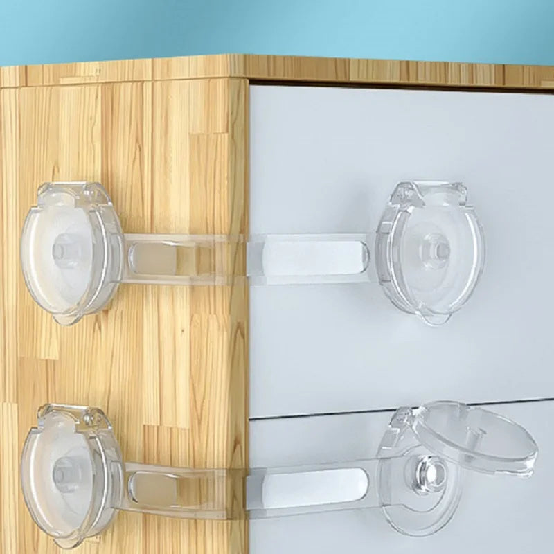 5*10 Pieces Baby Safety Drawer Anti-Pinching Hand Cabinet Drawer Locks Plastic White Safety Buckle for Children Kids Protection