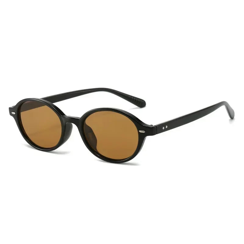 Retro Small Oval Sunglasses Women Men Rivets Shades Fashion Eyewear Luxury Sun Glasses UV400  Female