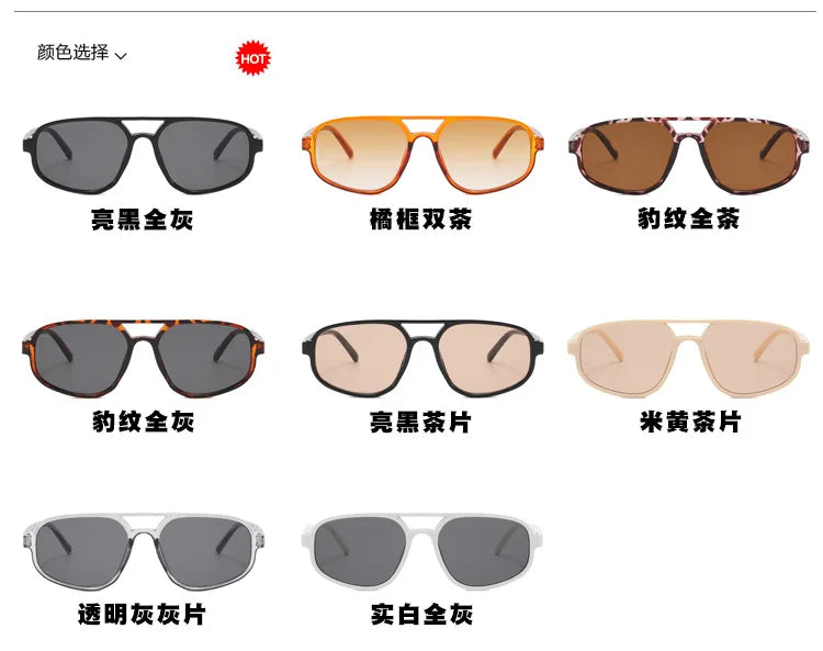 New Retro Double Bridge Sunglasses Men's Fashion Simple Light Cat Eye Women Sun Glasses Ins Trending Shades UV400