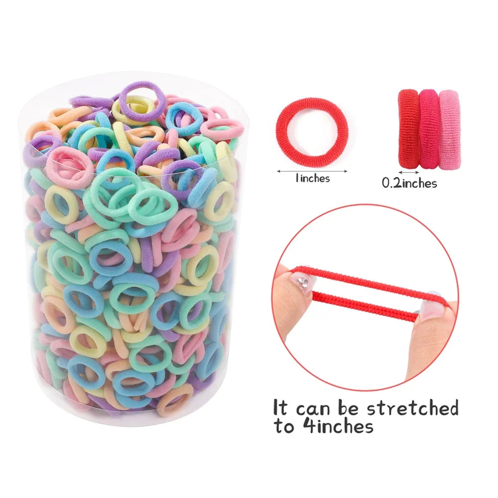 100/300/500 pcs Girls Colorful Elastic Hair Bands Ponytail Hold Hair Tie Rubber Bands Scrunchie Hair Accessories Bands for Girls