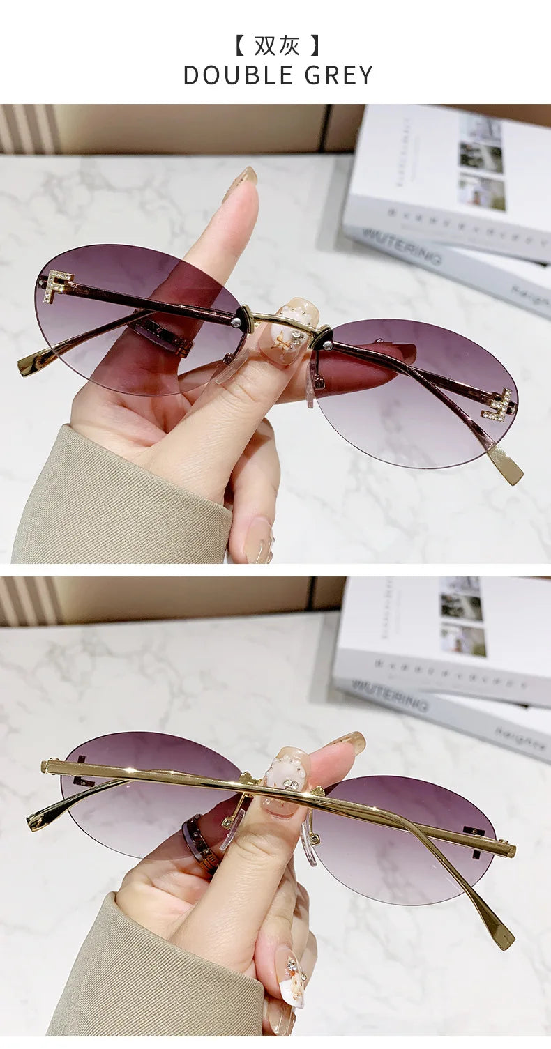 European and American fashionable frameless metal sunglasses