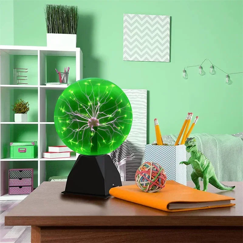 8 Inch Sound Control Magic Plasma Ball Lamp LED Night Light Atmosphere Touch Glass Plasma Light Christmas Party Decor Lighting