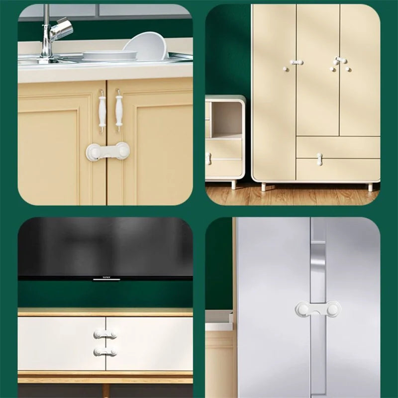 5*10 Pieces Baby Safety Drawer Anti-Pinching Hand Cabinet Drawer Locks Plastic White Safety Buckle for Children Kids Protection
