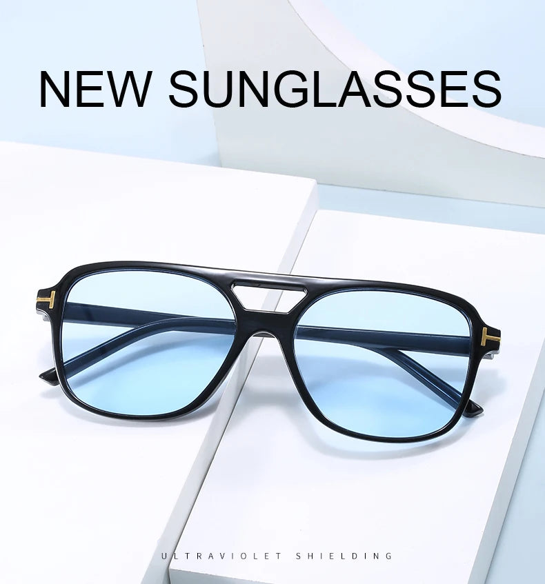 New Fashion Pilot Sunglasses Women Double Bridge Oversized Sun Glasses Oval Goggles Classic Candy Color Design Eyewear UV400