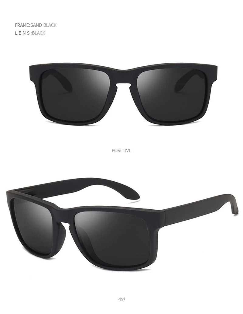 Classic Fashion Square Polarized Sunglasses Men Vintage Plastic Male Sun Glasses Women Stylish Black Outdoor Sports Shades UV400