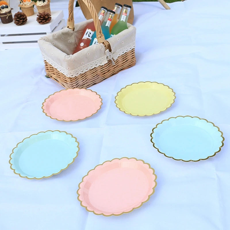 10pcs/set Disposable Birthday Tableware Cup Paper Plate Straws Birthday Party Wedding Decoration Kids Baby Shower Party Supplies