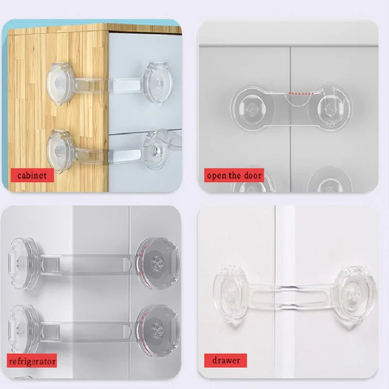 5*10 Pieces Baby Safety Drawer Anti-Pinching Hand Cabinet Drawer Locks Plastic White Safety Buckle for Children Kids Protection