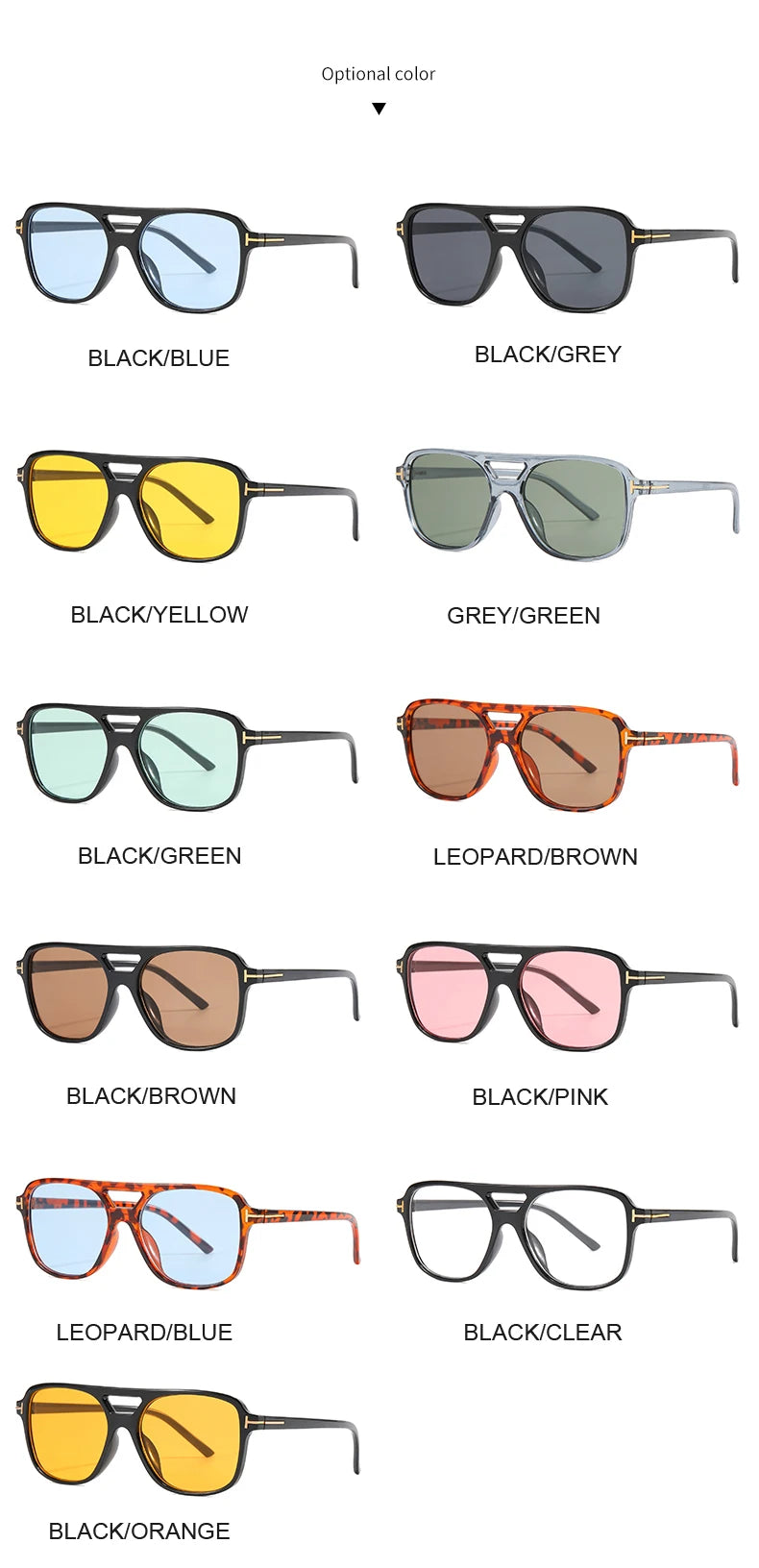 New Fashion Pilot Sunglasses Women Double Bridge Oversized Sun Glasses Oval Goggles Classic Candy Color Design Eyewear UV400