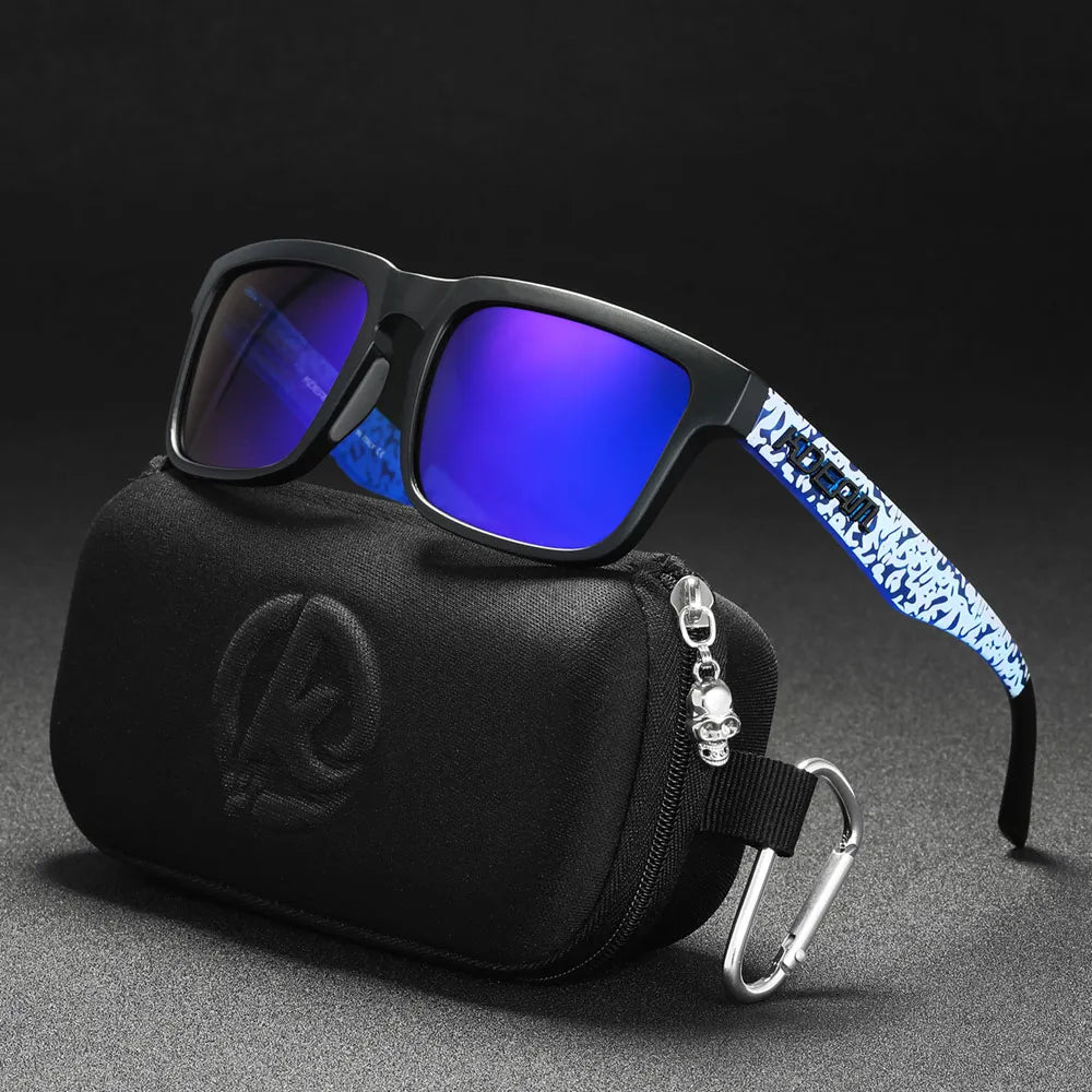 New KDEAM Brand High Quality Men Square Sunglasses Colors Sports Polarized Sun Glasses Reflective Coating Mirrored Lens UV400