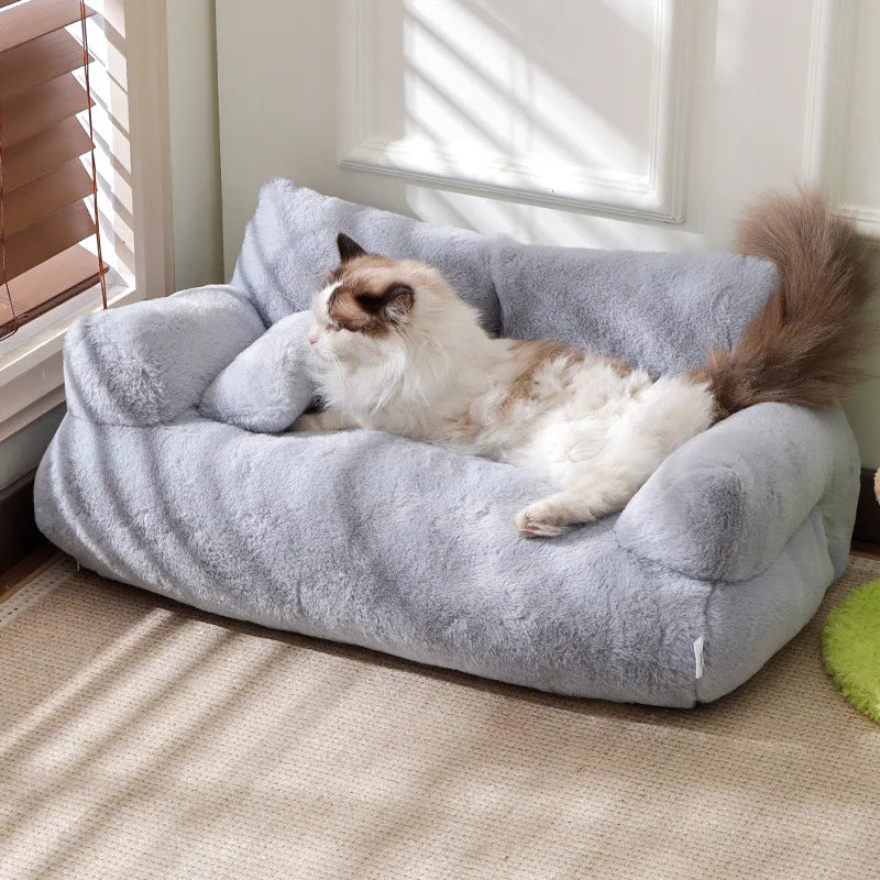 YOKEE Luxury Cat Bed Super Soft Warm Sofa for Small Dogs Detachable Washable Non-slip Kitten Puppy Sleeping House Pet Supplies