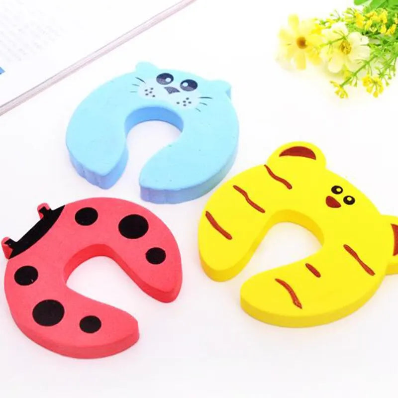 7Pcs/Lot Baby Safety For Newborn Furniture Protection Card Door Stopper Security Cute Animal Care Child Lock Finger Protector
