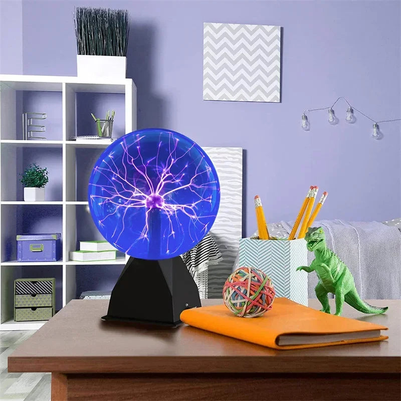 8 Inch Sound Control Magic Plasma Ball Lamp LED Night Light Atmosphere Touch Glass Plasma Light Christmas Party Decor Lighting