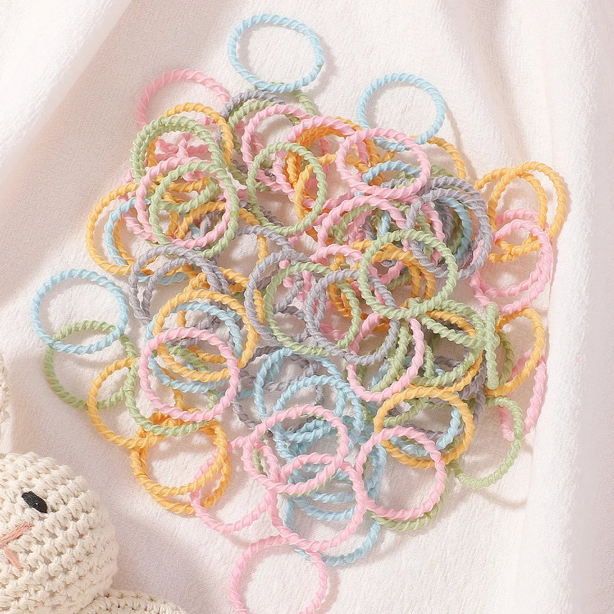 100pcs Baby 2cm Colorful Rubber Band Does Not Hurt The Hair Small Thumb Ring High Elastic Thread Toddler Kids Scrunchies Set