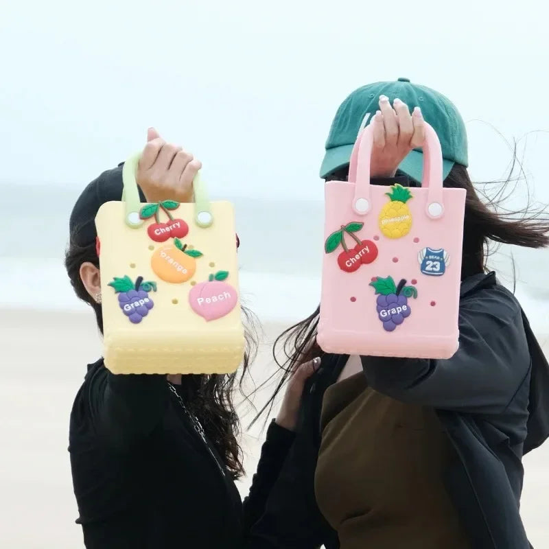 Charms Croc Beach Bag Rubber Waterproof Female Shoulder Handbag Fashion Crossbody Messenger Travel Pool Women Jibz Tote Sac Bag