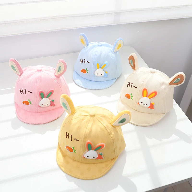 Cartoon Bear Ear Baby Baseball Cap Summer Cotton Peaked Hat for Infant Boy Girl Cute Embroidered Adjustable Kid Sun Hats 아기모자