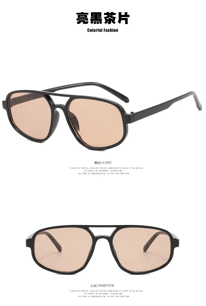 New Retro Double Bridge Sunglasses Men's Fashion Simple Light Cat Eye Women Sun Glasses Ins Trending Shades UV400