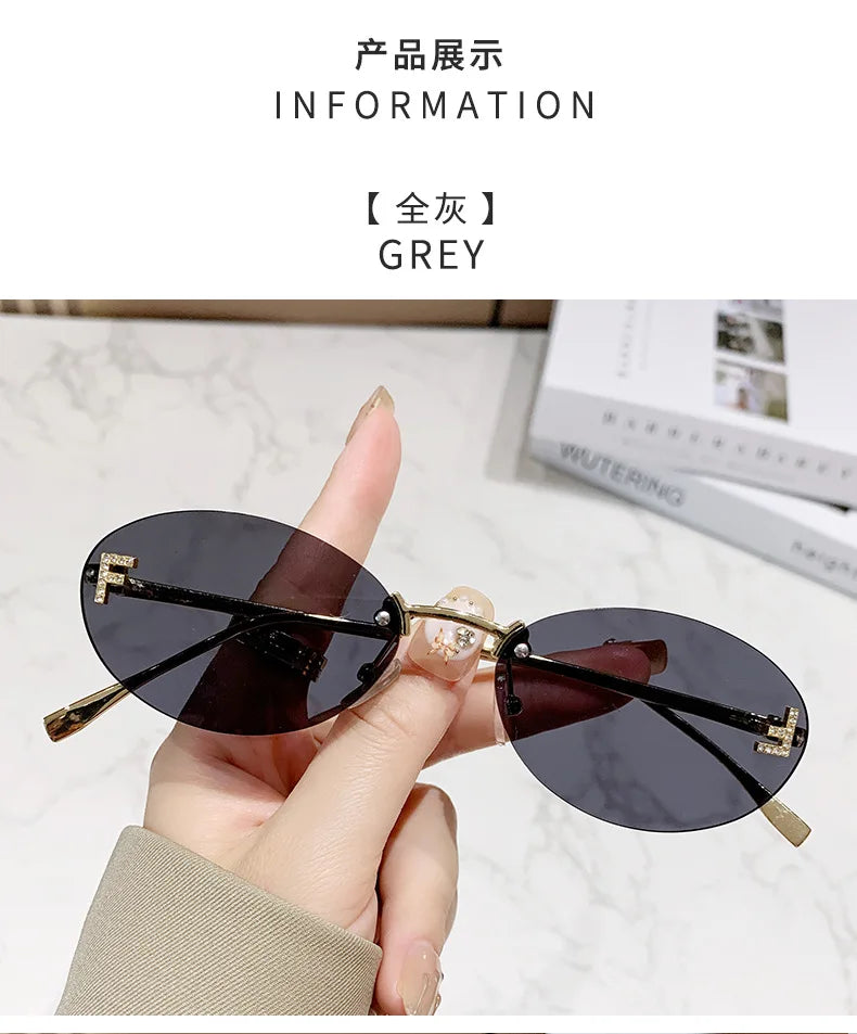 European and American fashionable frameless metal sunglasses