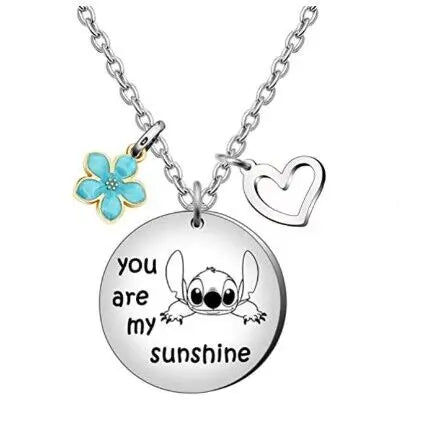 Disney Anime Film Lilo & Stitch Necklace Cute Cartoon Stitch Enamel Pendant Necklaces For Women Jewellery Best Friends Gifts