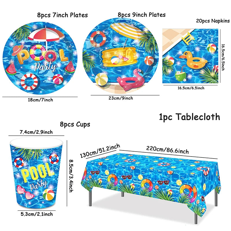 Tropical Party Disposable Tableware Set Plates Cups Napkins Hawaiian Birthday Party Supplies Summer Pool Aloha Luau Party Decor