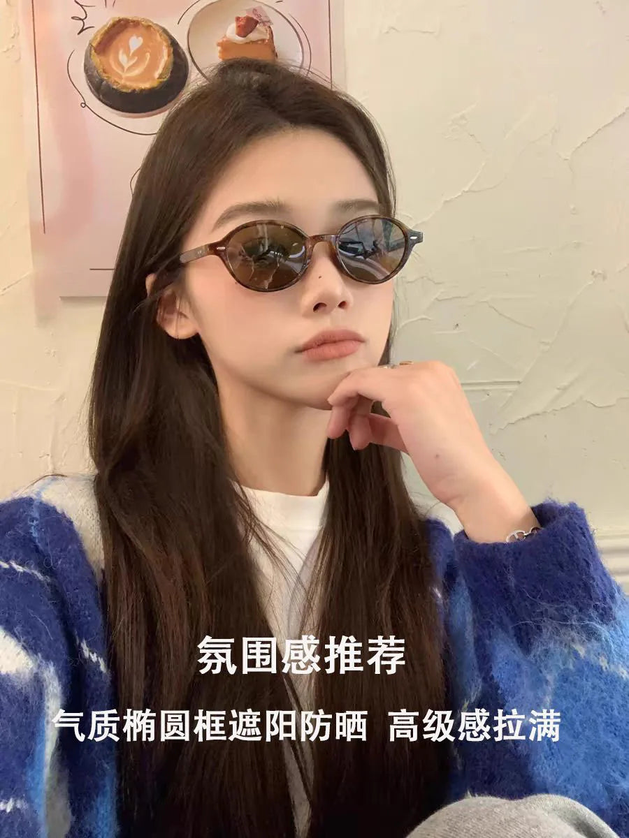 Retro Small Oval Sunglasses Women Men Rivets Shades Fashion Eyewear Luxury Sun Glasses UV400  Female