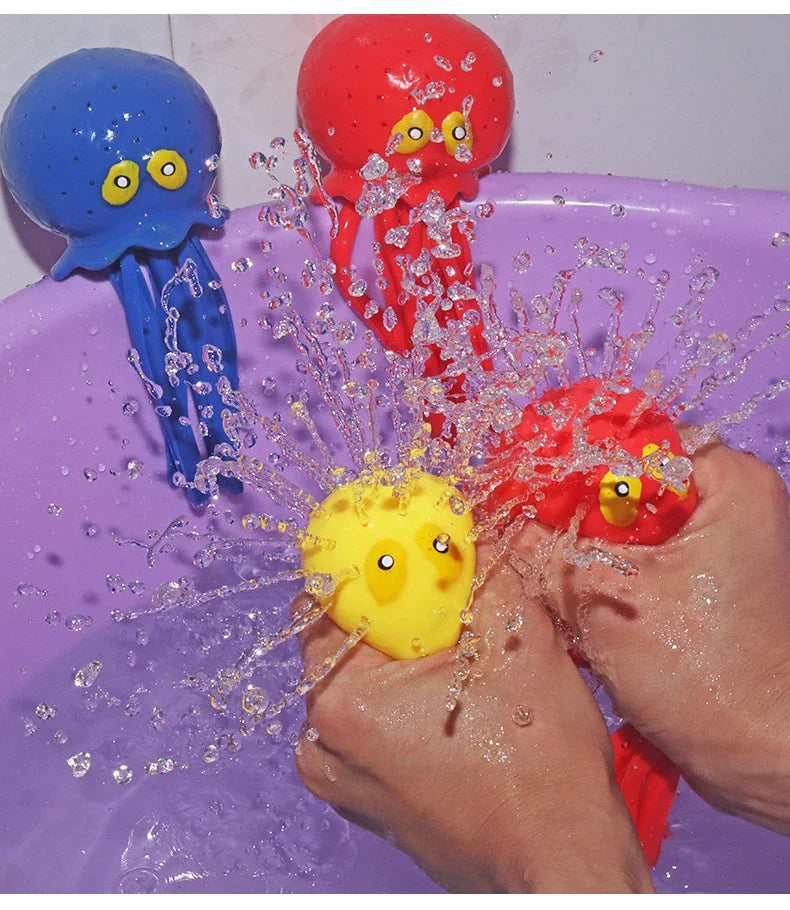 Octopus Baby Bath Toys - Absorbent Squeeze Water Toys Stress Relief Sensory Play - Summer Pool Beach Swimming Fun for Kids