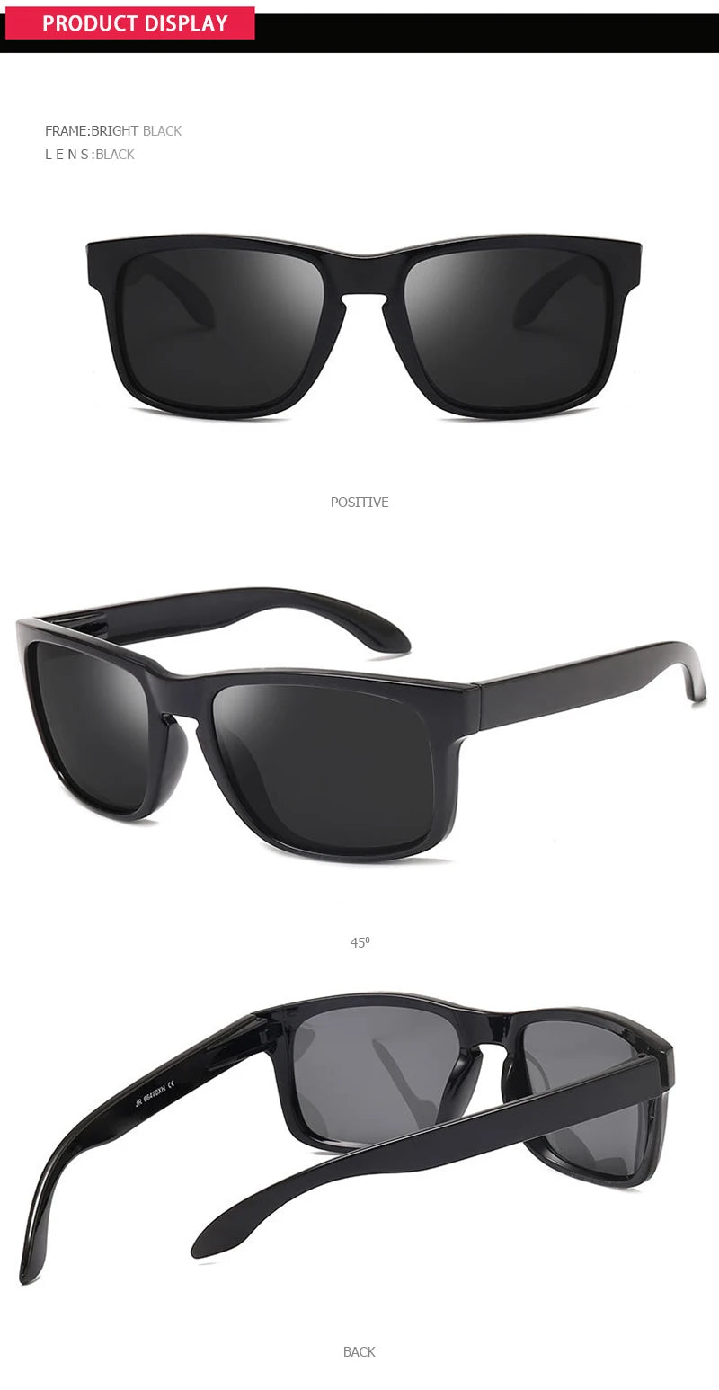 Classic Fashion Square Polarized Sunglasses Men Vintage Plastic Male Sun Glasses Women Stylish Black Outdoor Sports Shades UV400